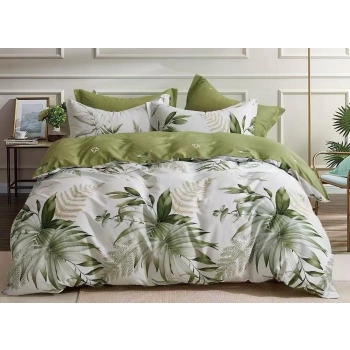 Pościel bawełna 100% 160x200 zielono szara PB542